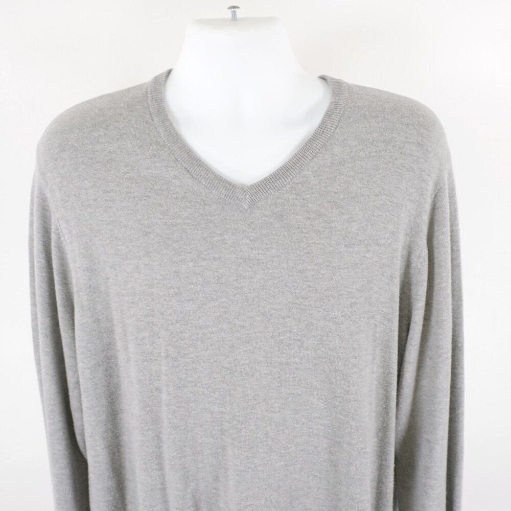 St. John's Bay Gray‎ V-Neck XL Sweater Pullover Cotton Acylic Long Sleeve